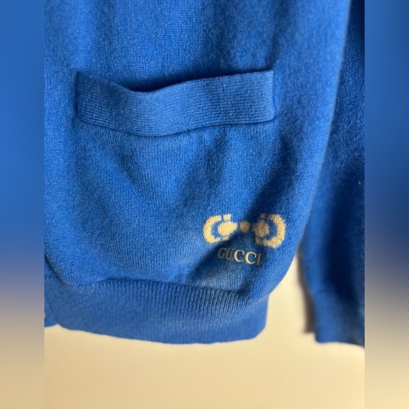 Gucci Blue V-Neck Cardigan Cashmere Sweater - Picture 2 of 8